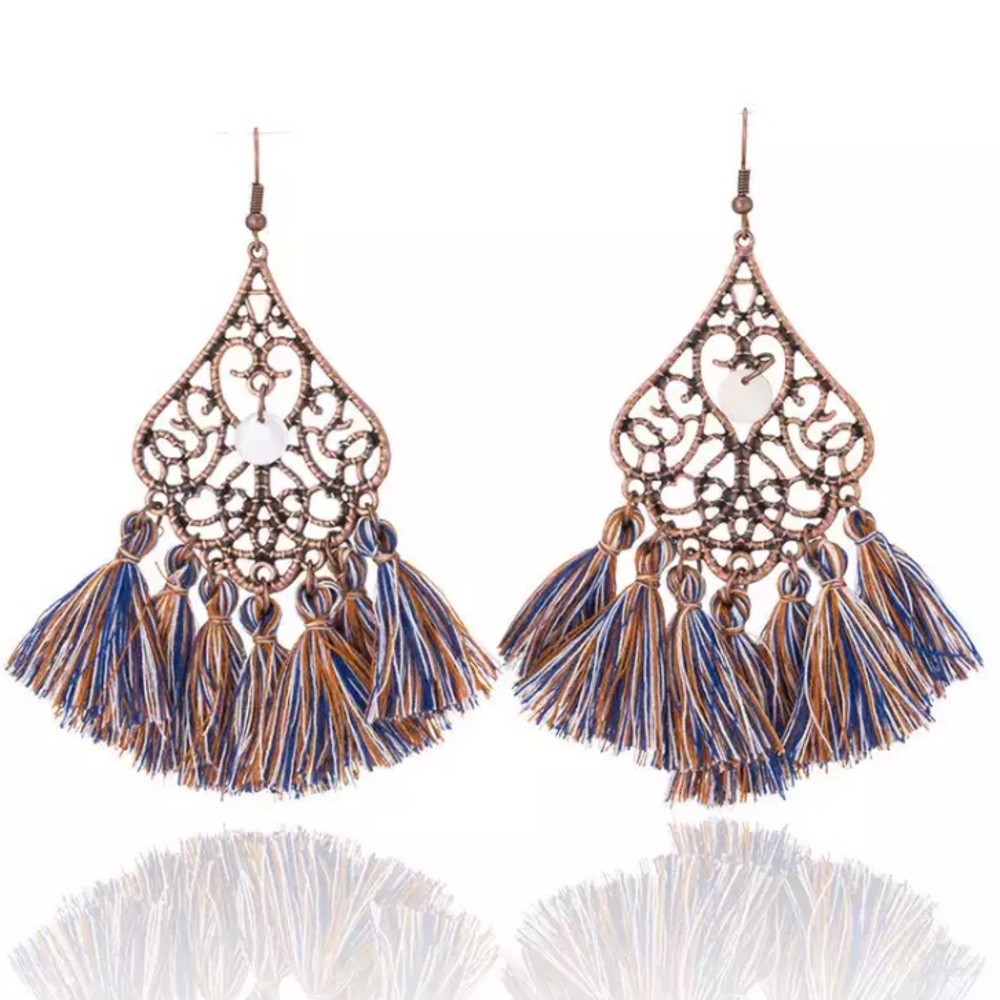 New Bronze Tasseled Earrings - Picture 2 of 5
